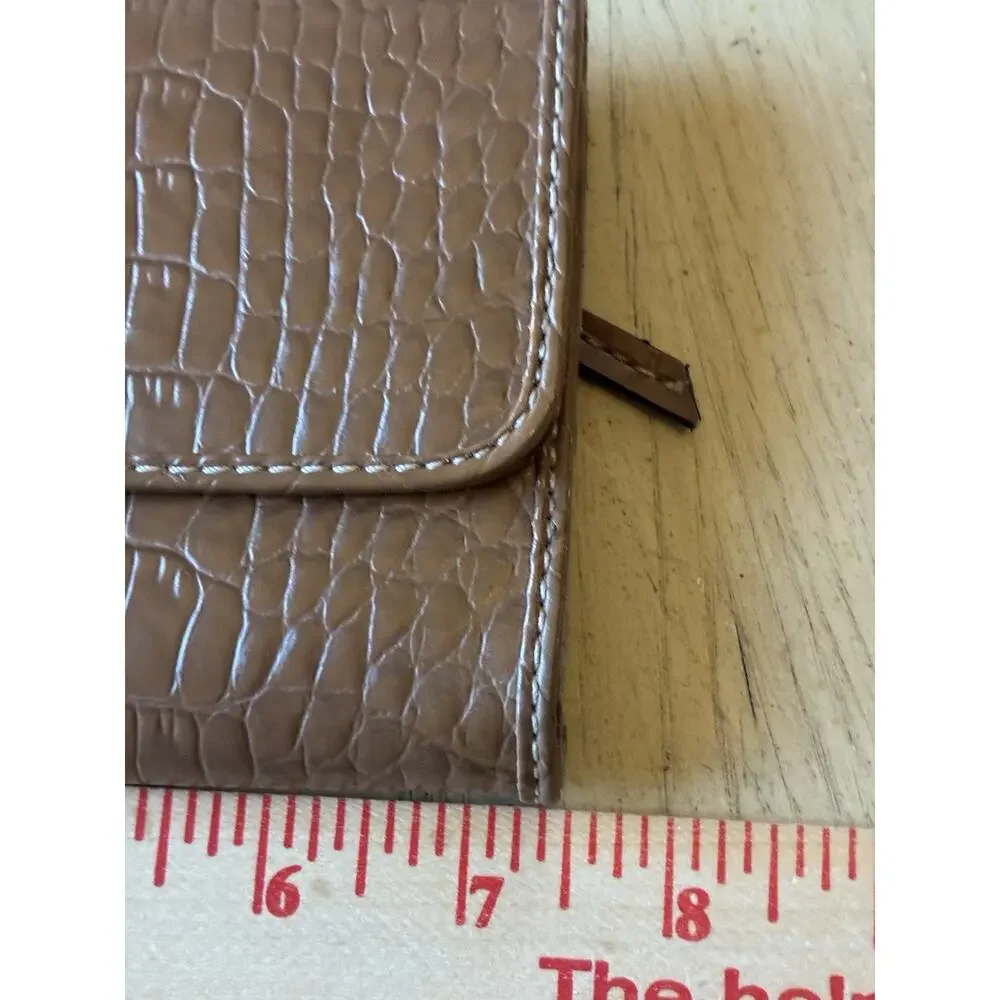 VTG Crazy Horse Alligator Trifold Wallet Faux Leather Croc Textures Checkbook